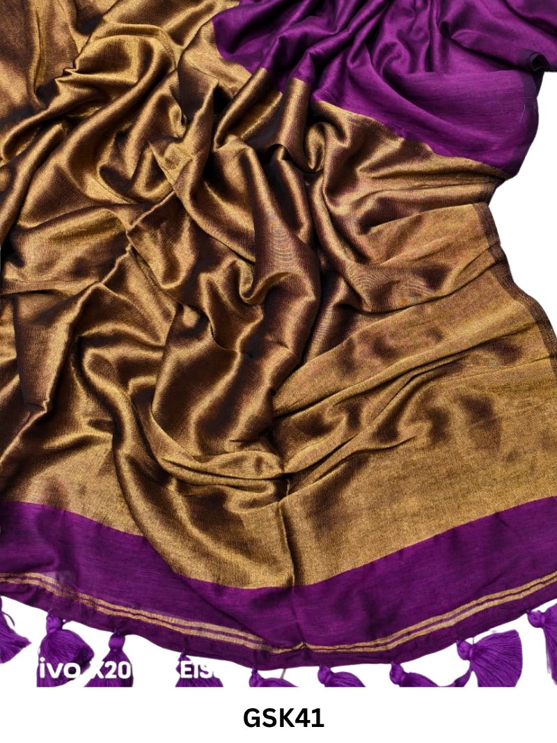 Plain Modal Tissue Saree With Blouse piece