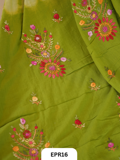 Mul Cotton Tie & Die With Bullion Stitch Saree
