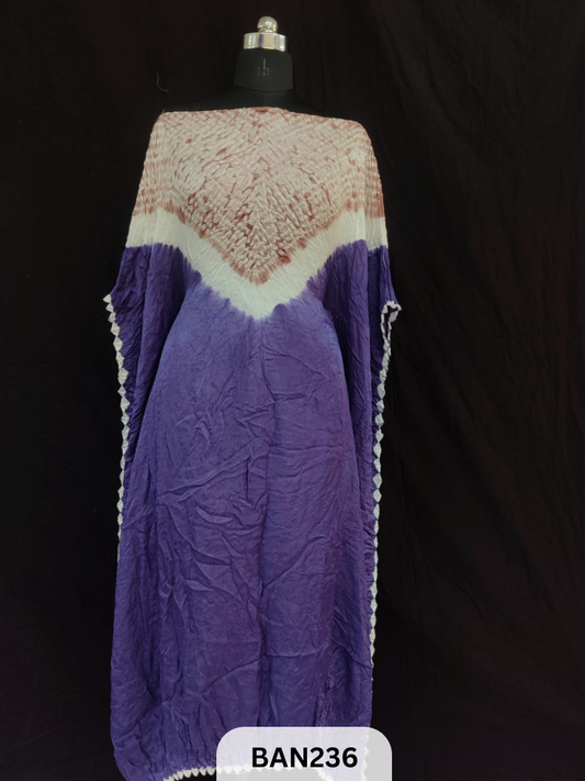 SEMI GAJI SHIBORI VIMKO PLAIN 2D EDGING UNSTITCHED KAFTAN