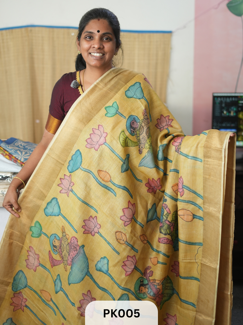 PEN KALAMKARI TUSSAR SILK SAREE