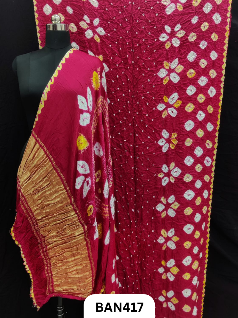 Semi Gaji Silk Tissue Pallu Shibori Pallu Shibori Border Bandhej Saree