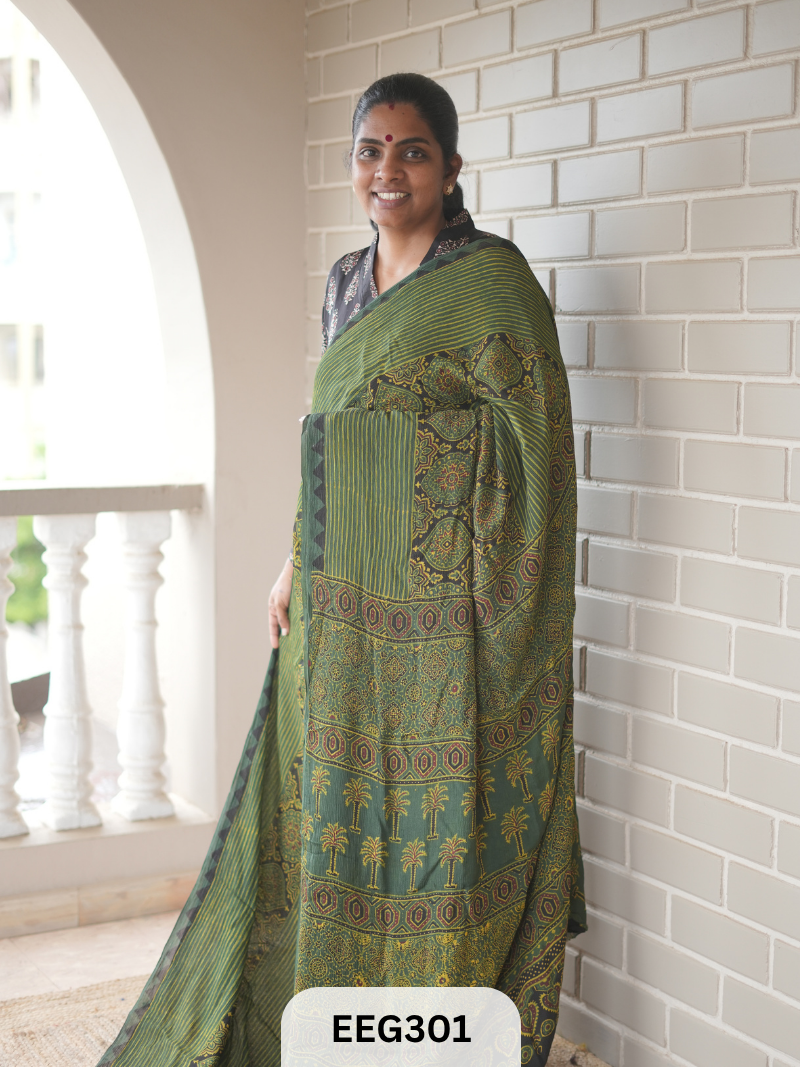 AJRAKH CHINON SAREE