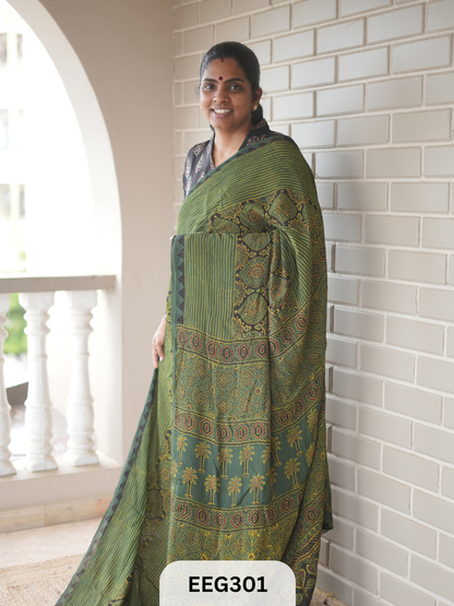 AJRAKH CHINON SAREE