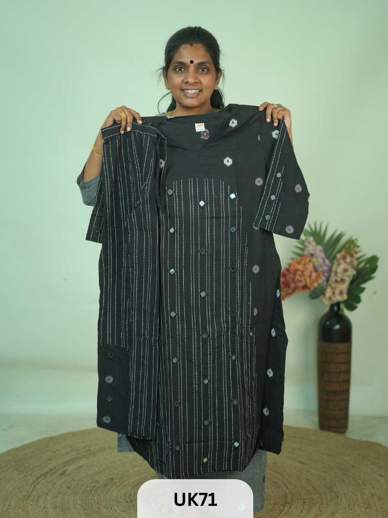 HANDLOOM KURTI WITH HAND EMBROIDERY WORK