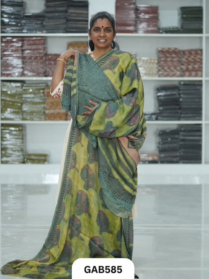 Nashpal & Pomegranate Peel Printed Modal Silk Sarees with blouse
