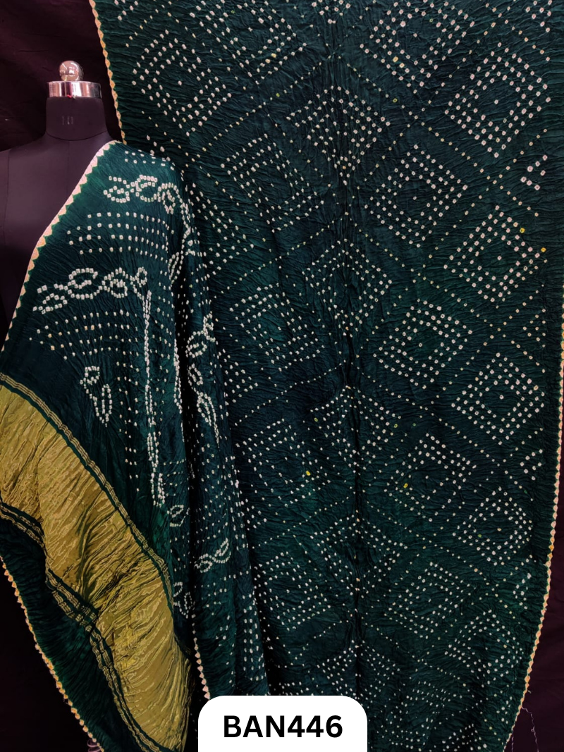 Semi Gaji Silk Tissue Pallu Choras Bandhej Saree With Edging