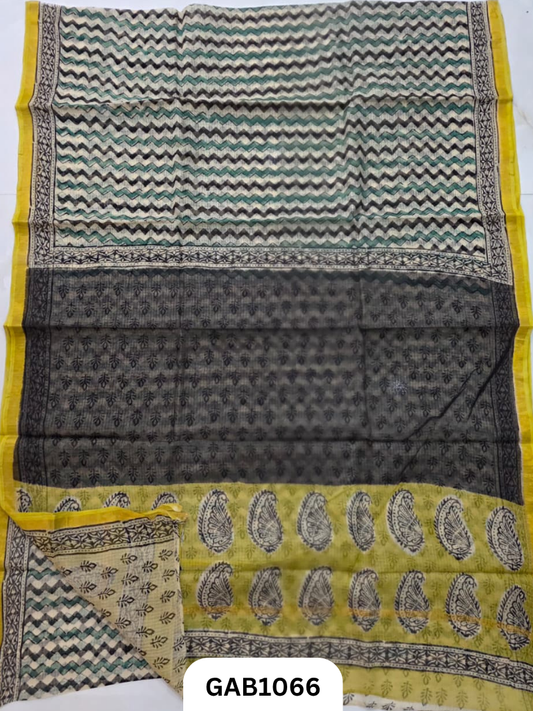 Bagru Handblock Print Kota Doria Saree