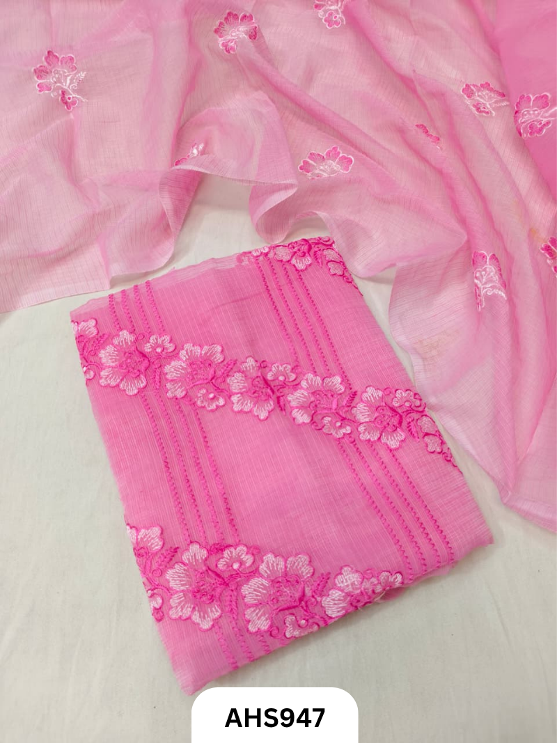 Kota Doria Premium Embroidery Work - Top and Duptta 2.5mtr