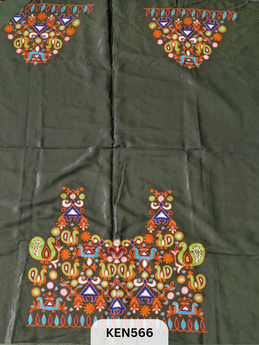 MASHRUSILK HAND AARIWORK UNSTITCHED BLOUSEPIECE