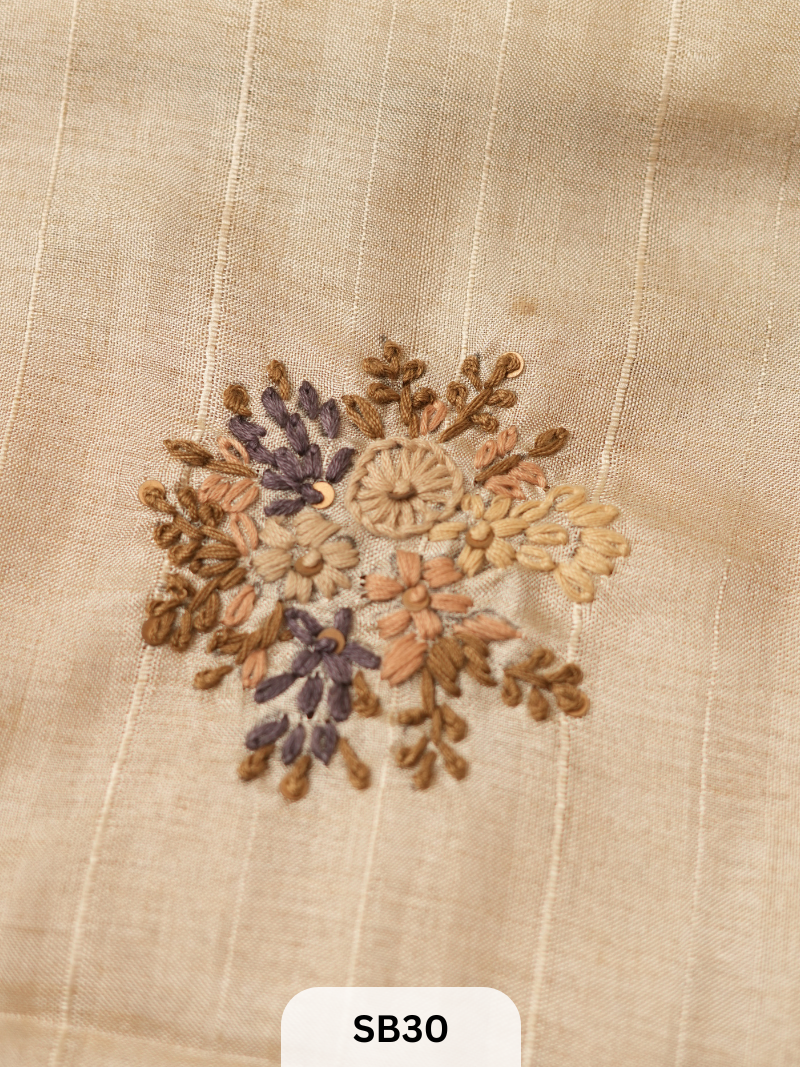 SEMI TUSSAR WITH HAND EMBROIDERY