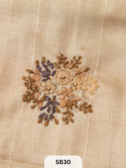 SEMI TUSSAR WITH HAND EMBROIDERY
