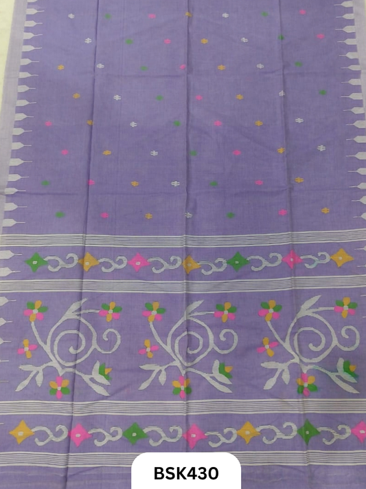 Handloom Pure Mul Cotton Needle Work Saree