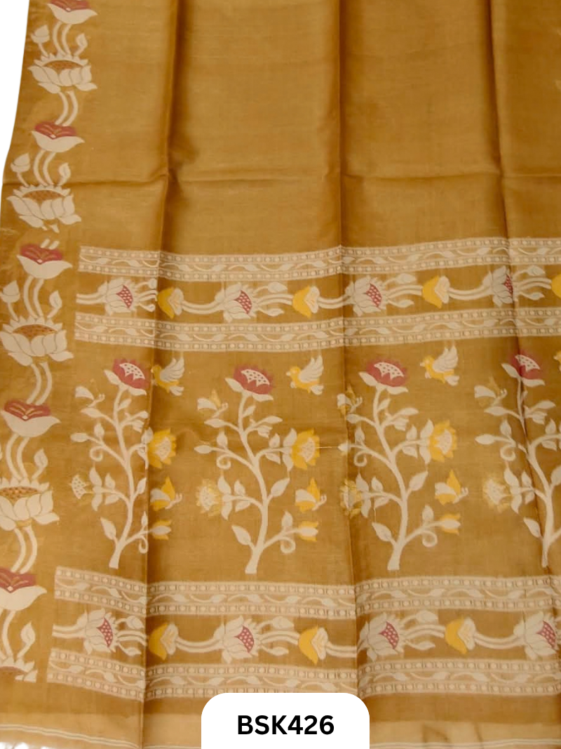 Pure Tussar Jamdani Gicha Handloom Weave