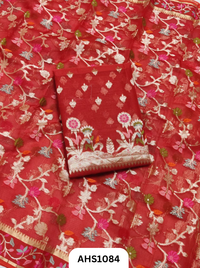 Pure Silk Kota Weaving Two Piece Dress Material  Heavy Weaving Dupatta & Kurta