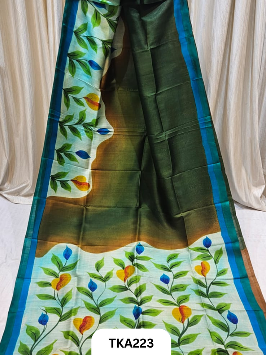 Murshidabad Silk Hand Painted Saree