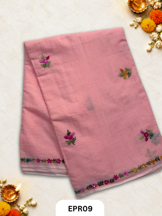 Linen Cotton With Embroidery Lambani Saree