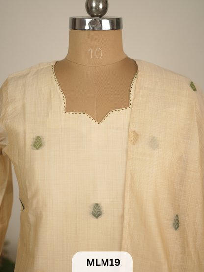 PURE JAMDANI COTTON KURTI SET - 3PCS