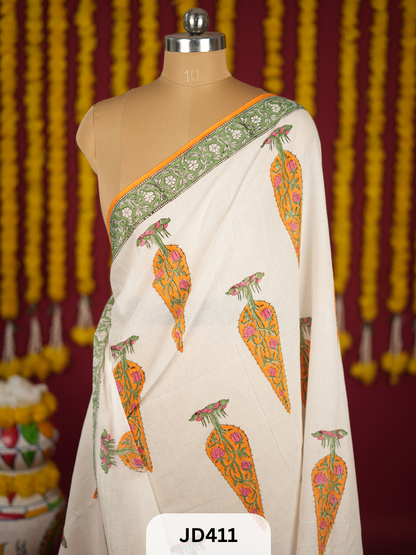 SANGANERI HANDBLOCK ON PURE MULCOTTON