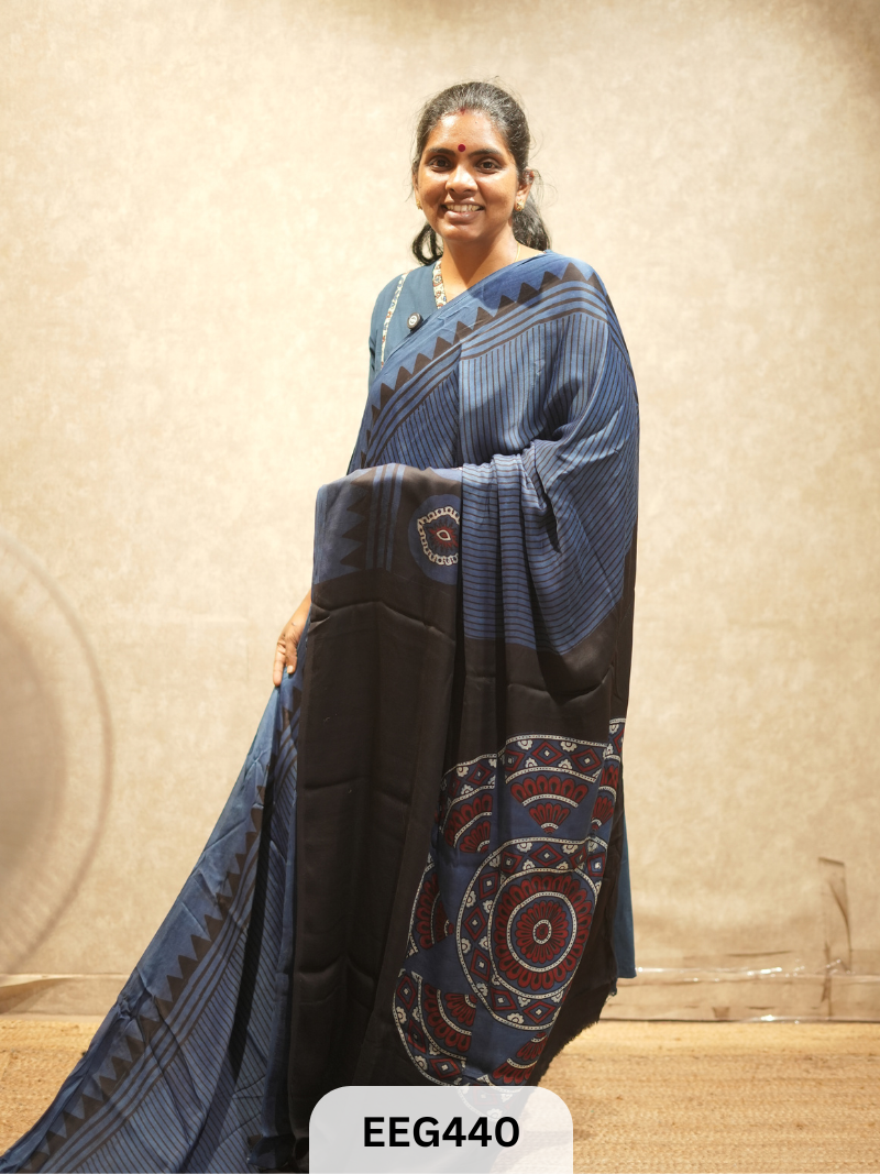 AJRAKH MODAL SAREE- RETRO