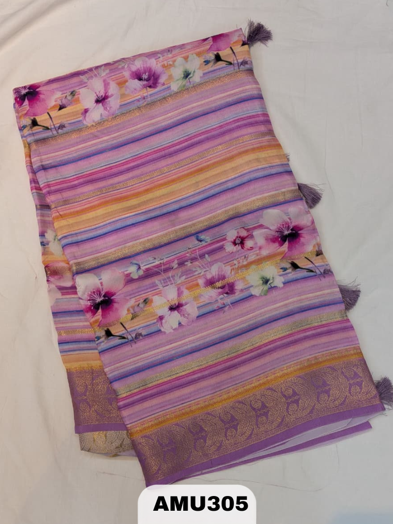 BANARAS RUSSIAN SILK SAREE WITH PRINTED
