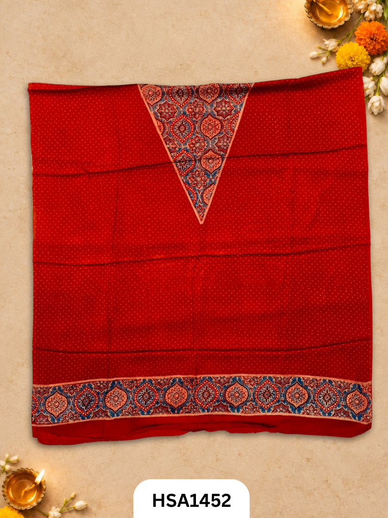 Ajrakh Hand Block Kuchh Printed Kaftan | Dress Material