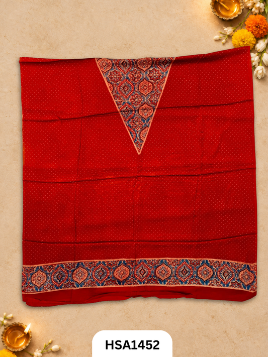 Ajrakh Hand Block Kuchh Printed Kaftan | Dress Material