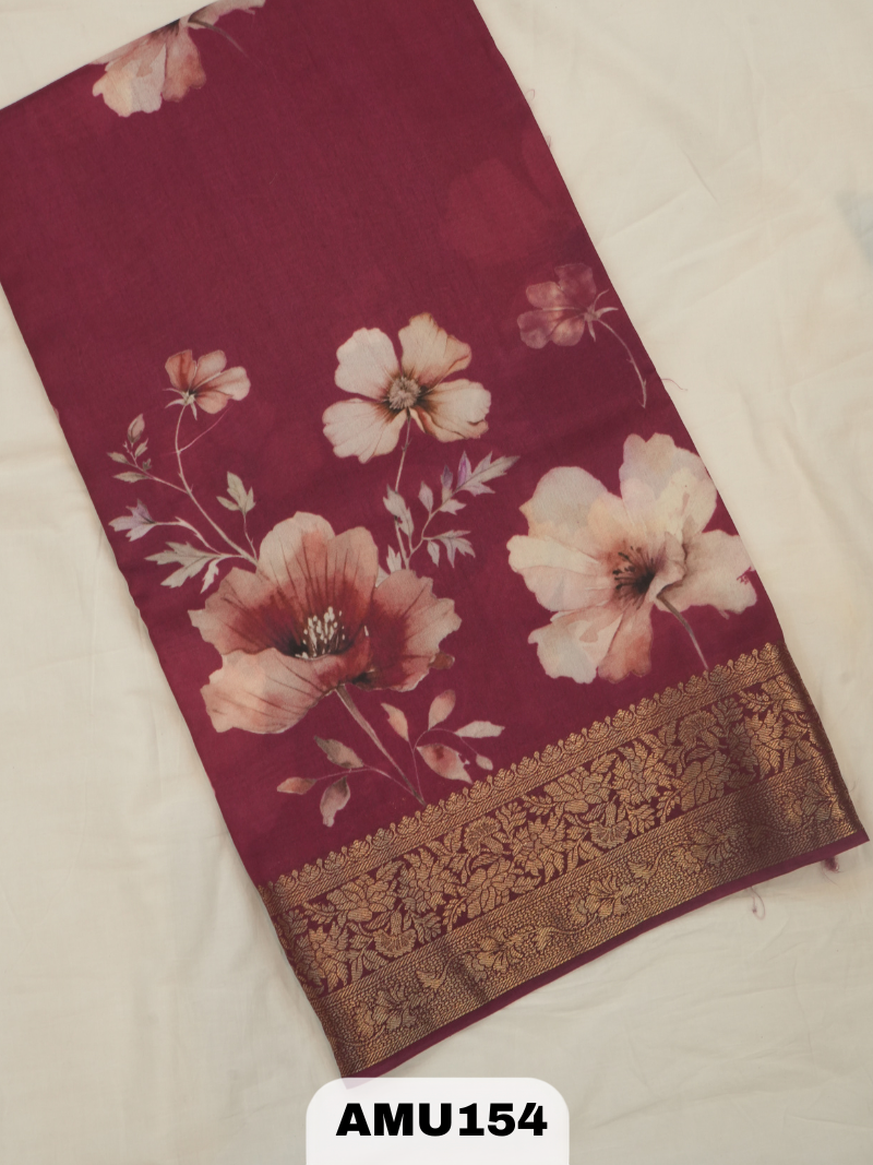 BANARAS RUSSIAN SILK SAREE WITH PRINTED