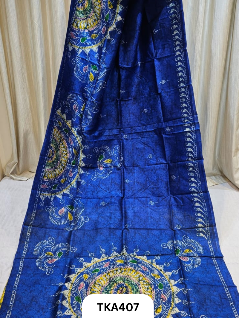 Murshidabad Silk Hand Painted Saree