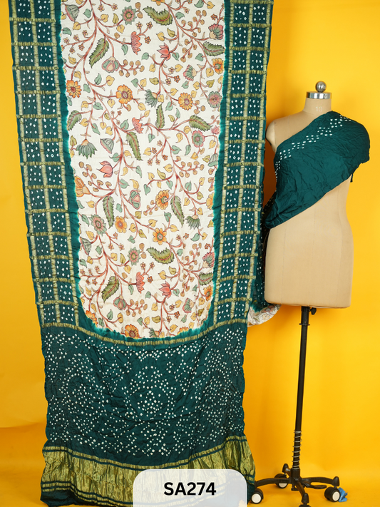 Bandhani gharchola saree with floral design Travel Story Collectives