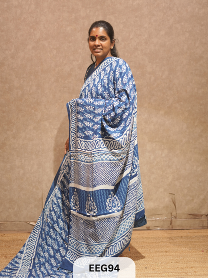 CHANDERI INDIGO SAREE
