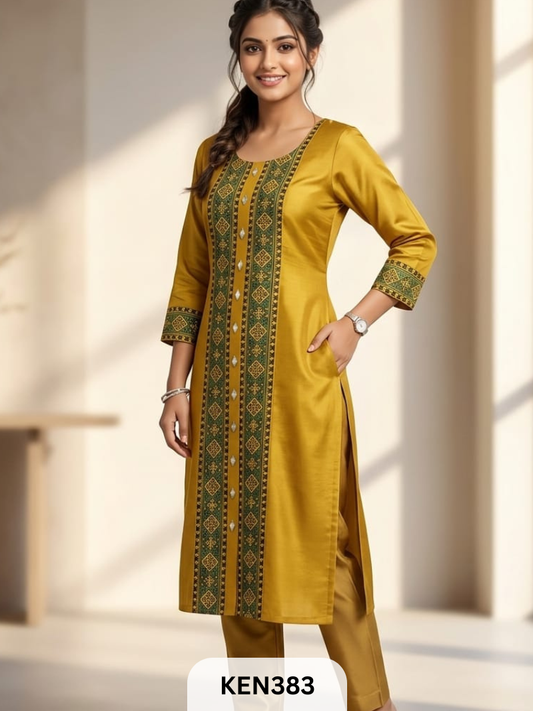 MASHRU PANEL & MIRROR WORK KURTI