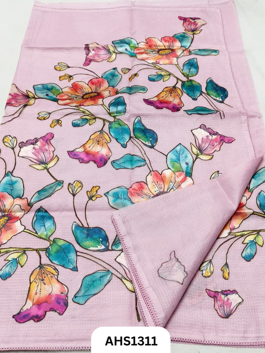 Soft Silk Kota Patch Work Saree With Blouse