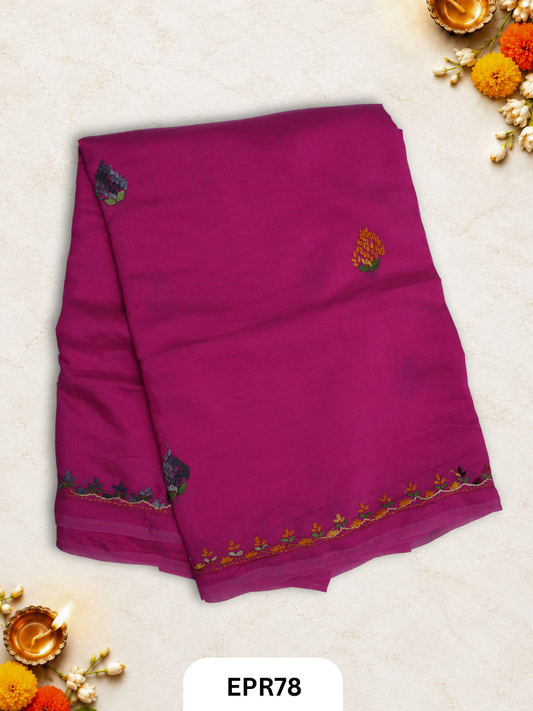 Mul Chanderi Lambani Embroidery Saree