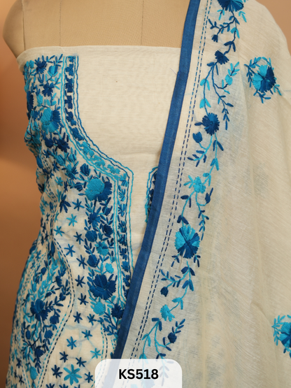 Dupion Chanderi Silk  With Hand Kantha Stitch