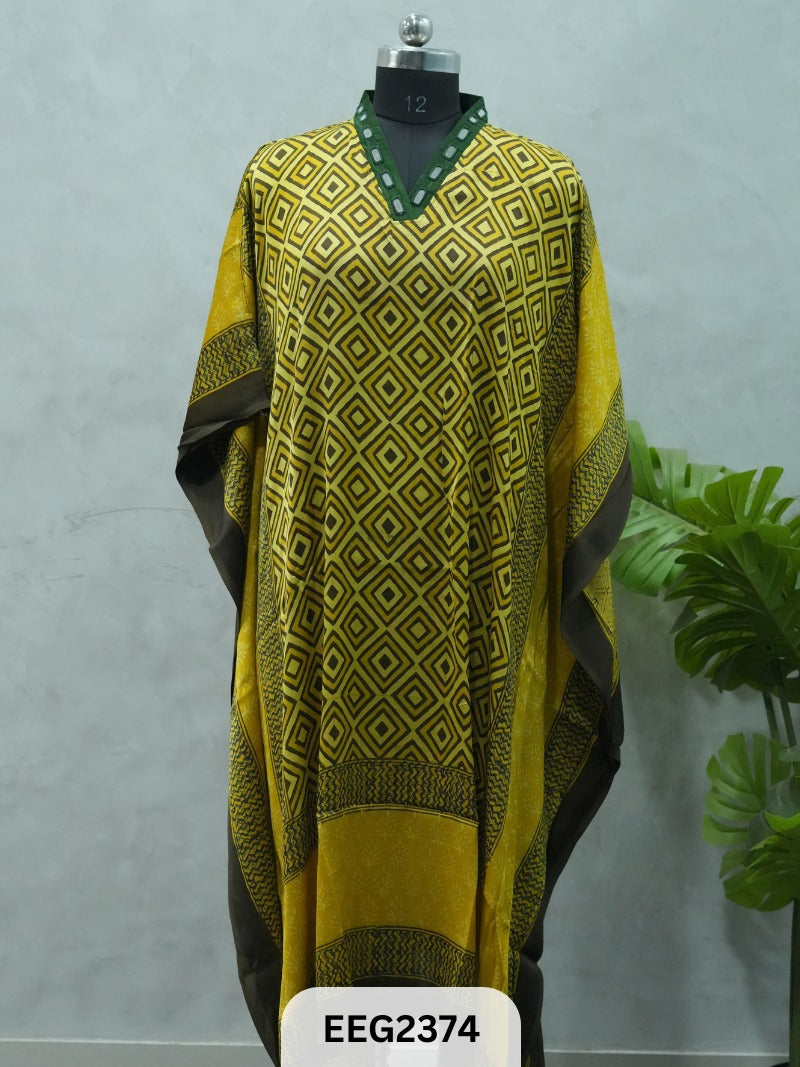 MODAL KHAFTAN WITH MIRROR WORK NECKLINE