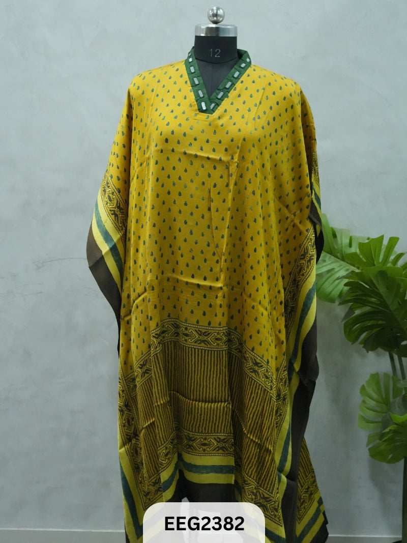 MODAL KHAFTAN WITH MIRROR WORK NECKLINE