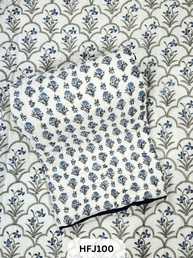 Premium Jaipuri Hand Block Print Reversable Quilts in Fine cotton 60×90