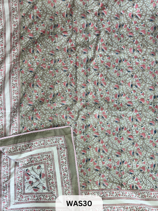 PREMIUM HAND BLOCK PRINTED JAIPURI COTTON 3 LAYER SIZE-90×108 KING SIZE