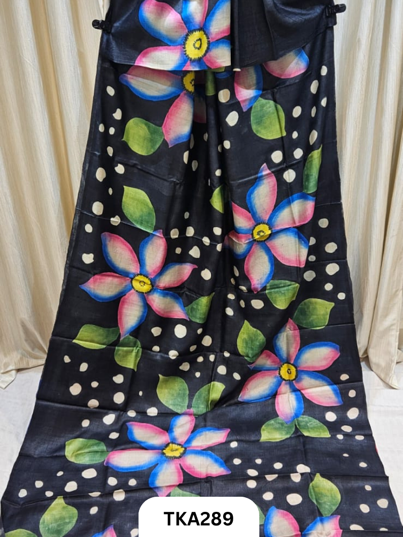 PURE HANDOWEN TUSSAR HAND PAINTED SAREE