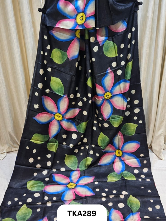 PURE HANDOWEN TUSSAR HAND PAINTED SAREE