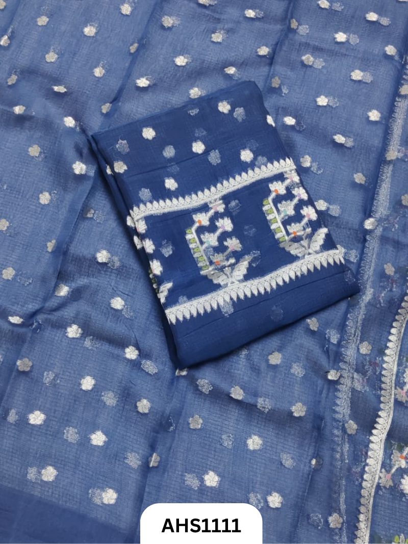 Pure Silk Kota Weaving Two Piece Dress Material  Heavy Weaving Dupatta & Kurta