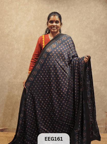 AJRAKH MODAL SAREE WITH MIRROR