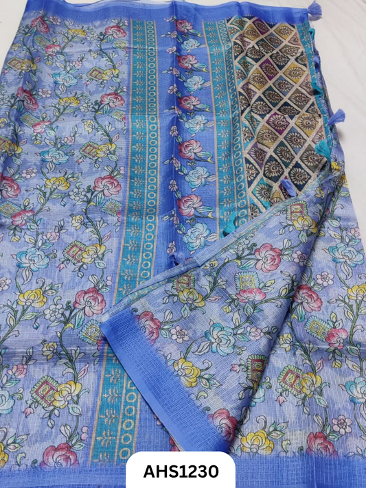 Soft Silk Kota Digital Print Saree With Blouse