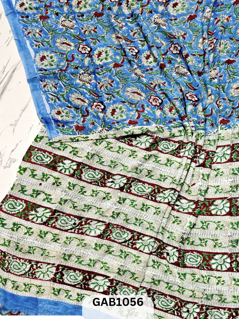 Premium Hand Block Printed Georgette Sarees with Blouse