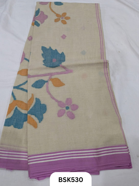 Handloom Pure Mul Cotton With Jamdhani Weave Saree