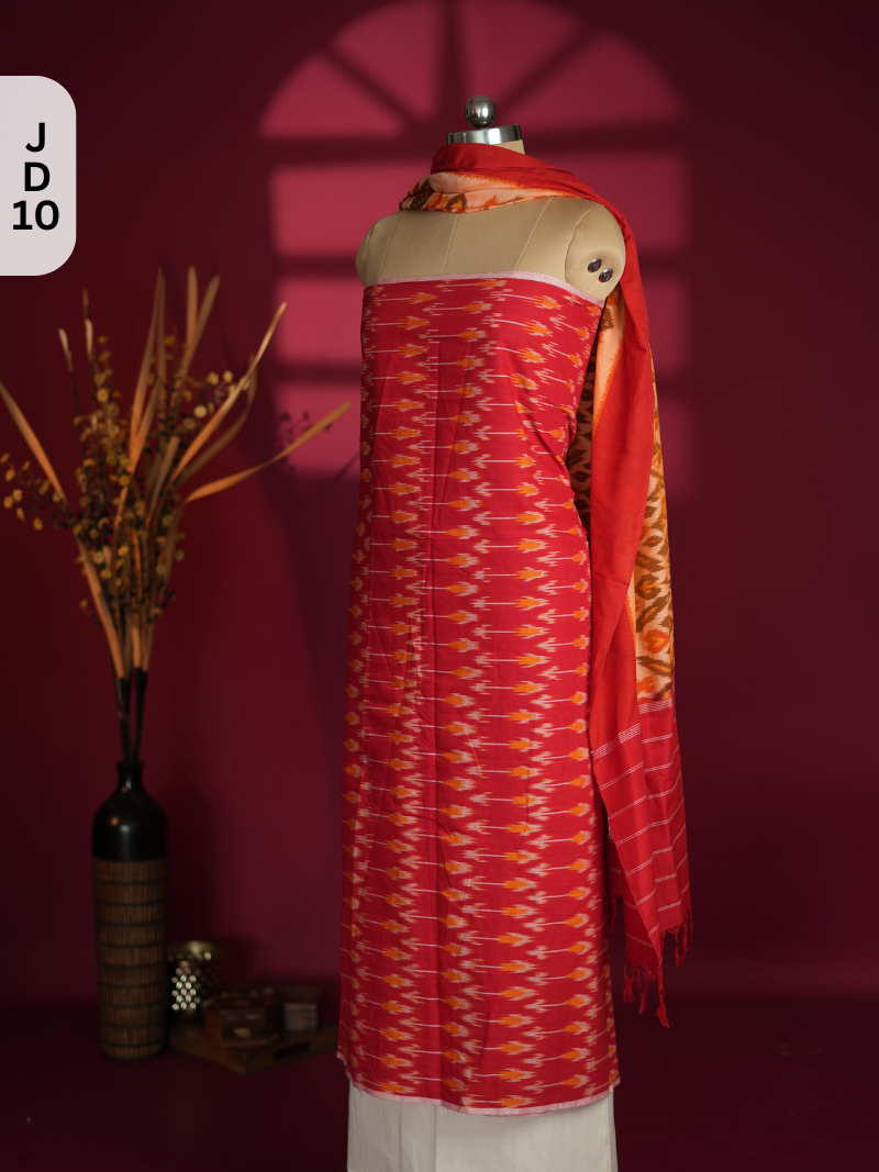 Double Ikkat Cotton with Mercerised Cotton Dupatta