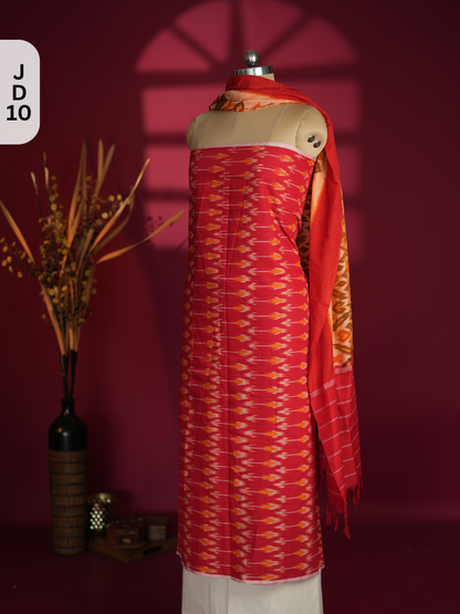 Double Ikkat Cotton with Mercerised Cotton Dupatta