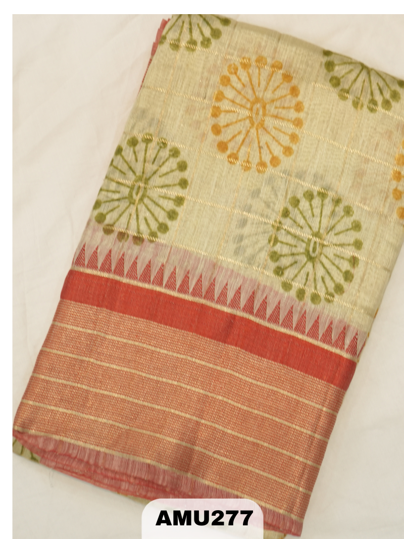 BANARAS RUSSIAN SILK SAREE WITH PRINTED