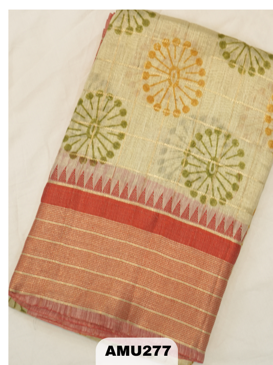 BANARAS RUSSIAN SILK SAREE WITH PRINTED