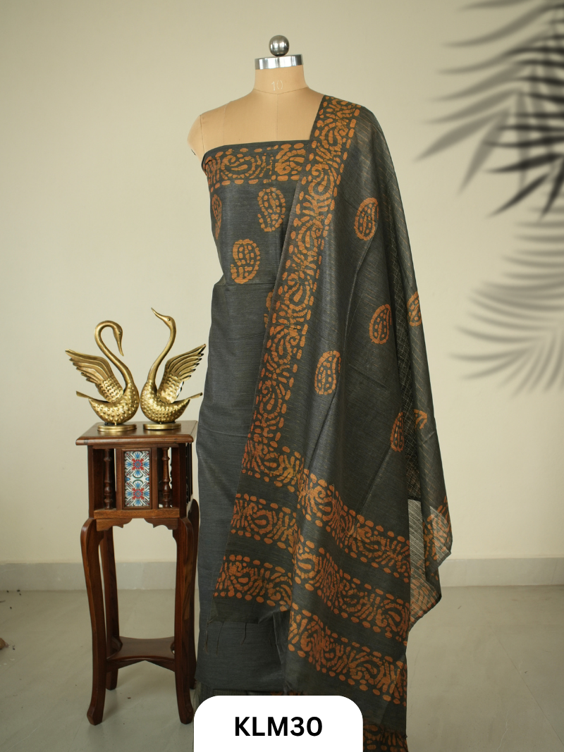 Semi Tussar Salwar Unstitched 3Pc Set